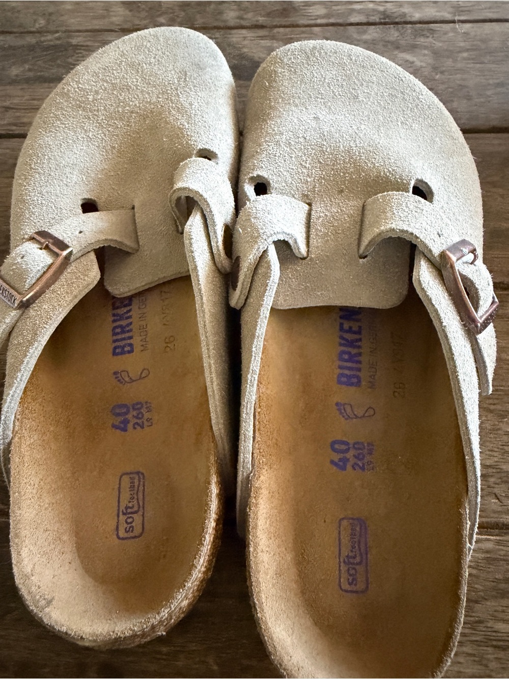 Woman’s Birkenstock Suede Clog Mules in Light Taupe - Picture 3 of 5